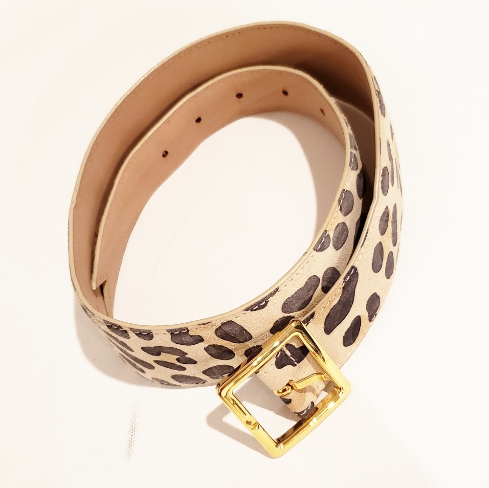 MEREDITH WENDELL Leather Leopard Belt Size Small